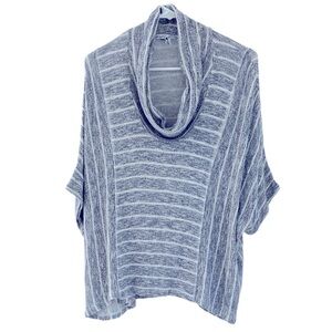 Splendid Knit Striped Dolman Sleeve V Neck Gray Blue Cream Top S